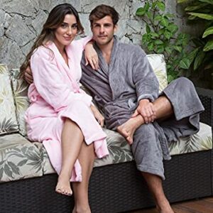 Simplicity Unisex Plush Spa Hotel Kimono Bath Robe Bathrobe Sleepwear Steel Grey, One Size