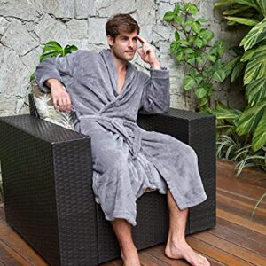 Simplicity Unisex Plush Spa Hotel Kimono Bath Robe Bathrobe Sleepwear Steel Grey, One Size