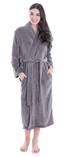 Simplicity Unisex Plush Spa Hotel Kimono Bath Robe Bathrobe Sleepwear Steel Grey, One Size