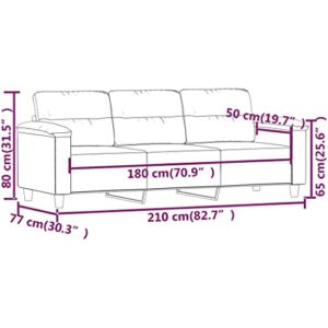 vidaXL 3-Seater Sofa Light Gray 70.9" Microfiber Fabric