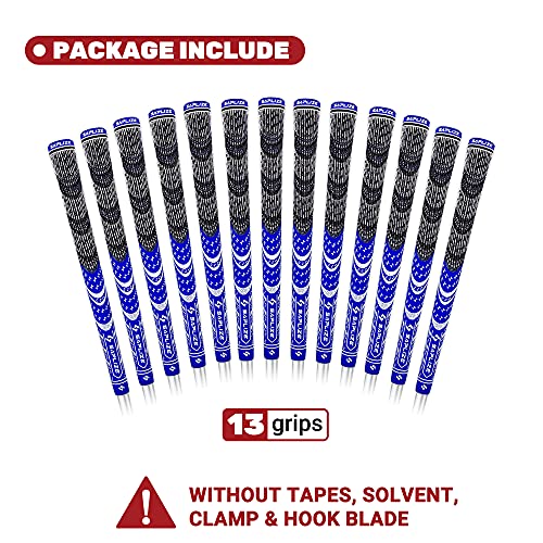 SAPLIZE 13 Golf Grips, Standard, All Weather Multi Compound Hybrid Golf Club Grips, Blue