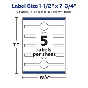 Avery Durable Waterproof Cigar Labels with Sure Feed, 1.5" x 7.75", 50 Oil and Tear-Resistant Waterproof Labels, Print-to-The-Edge, Laser/Pigment-Based Inkjet Printable Labels