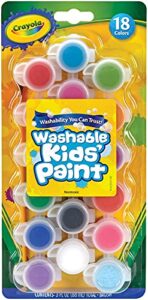 crayola washable kids paint set & paintbrush, painting supplies, 18 count