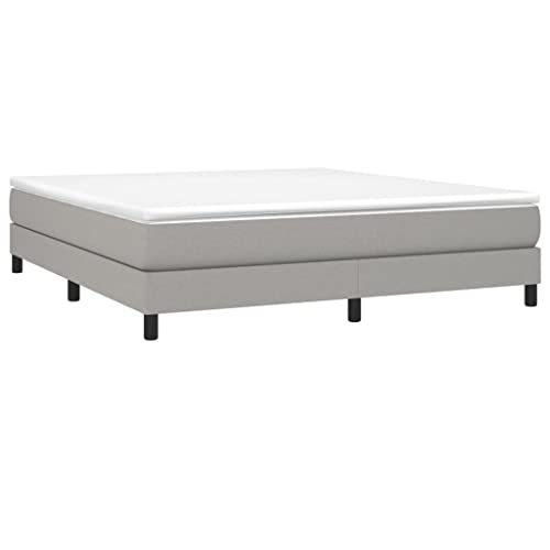 vidaXL Box Spring Bed Frame Home Indoor Bedroom Bed Accessory Wooden Upholstered Double Bed Base Furniture Light Gray 72"x83.9" California King Fabric