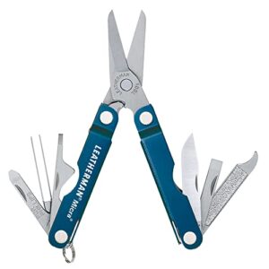 leatherman, micra keychain multitool with spring-action scissors and grooming tools, stainless steel, built in the usa, blue