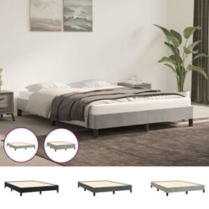 vidaXL Box Spring Bed Frame Home Indoor Bedroom Bed Accessory Wooden Upholstered Double Bed Base Furniture Light Gray 59.8"x79.9" Queen Velvet