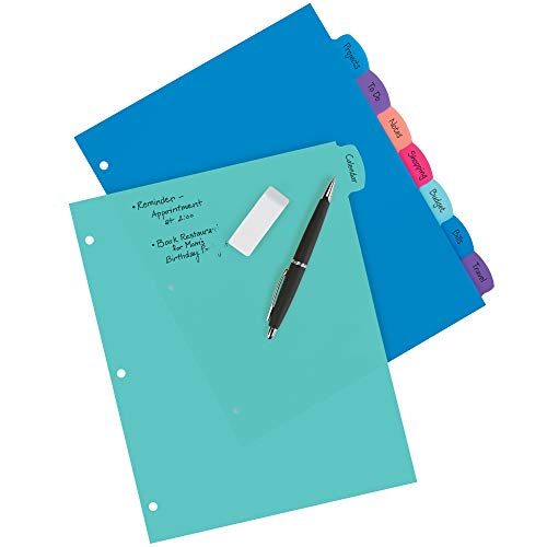 Avery Durable Plastic 8-Tab Write & Erase Big Tab Dividers for 3 Ring Binders, Pastel Brights (16271) & Big Tab Write & Erase Durable Plastic Dividers, 8 Multicolor Tabs, 1 Set (16130)