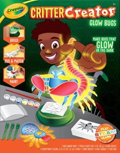 crayola glow in the dark clay art kit with paints, bug molds, gift for kids, ages 7, 8, 9, 10