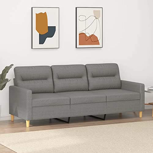 vidaXL 3-Seater Sofa Dark Gray 70.9" Fabric