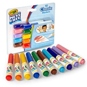 crayola color wonder markers, mess free coloring, 10 count, gift for kids, age 3, 4, 5, 6