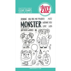 Avery Elle Clear Stamp Set 4"X6"-Monster Love