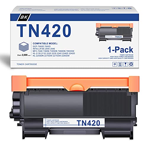 Hydr (Black,1-Pack) Compatible TN-420 Toner Cartridge Replacement for Brother TN420 DCP-7060D DCP-7065D Intellifax 2840 Intellifax 2940 HL-2130 HL-2132 HL-2220 Printer Toner Cartridge