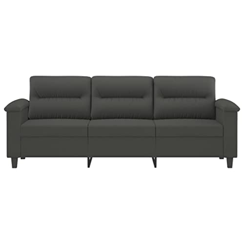 vidaXL 3-Seater Sofa Dark Gray 70.9" Microfiber Fabric