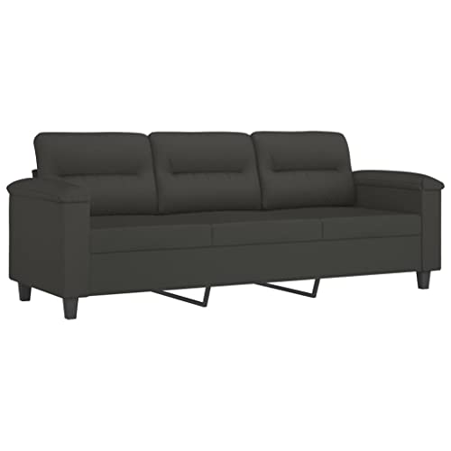 vidaXL 3-Seater Sofa Dark Gray 70.9" Microfiber Fabric