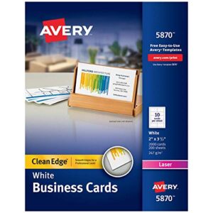 printable business cards, laser printers, 2,000 cards, 2 x 3.5, clean edge (5870), white – 1