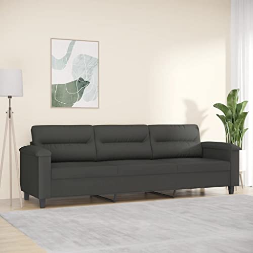 vidaXL 3-Seater Sofa Dark Gray 82.7" Microfiber Fabric