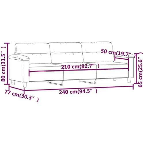 vidaXL 3-Seater Sofa Dark Gray 82.7" Microfiber Fabric