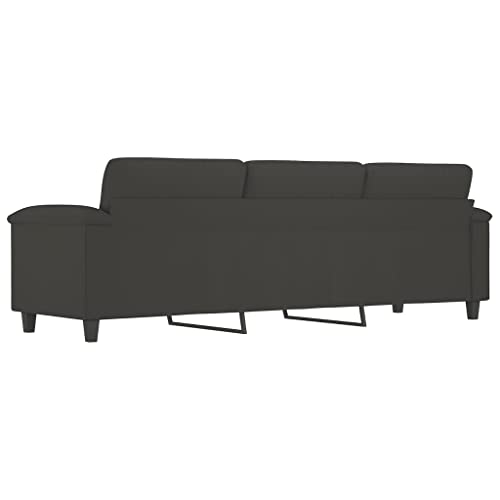 vidaXL 3-Seater Sofa Dark Gray 82.7" Microfiber Fabric