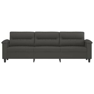 vidaXL 3-Seater Sofa Dark Gray 82.7" Microfiber Fabric