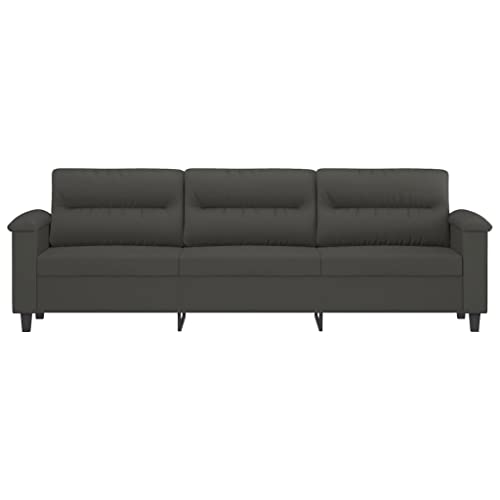 vidaXL 3-Seater Sofa Dark Gray 82.7" Microfiber Fabric