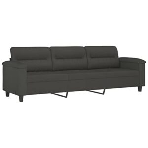 vidaXL 3-Seater Sofa Dark Gray 82.7" Microfiber Fabric