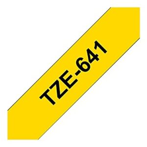 Brother Tze641 Tze Standard Adhesive Laminated Labeling Tape, 3/4-Inch W, Black On Yellow