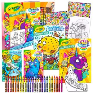 crayola coloring books for kids toddlers crayola learning set bundle – 13 pc animal coloring activity books with crayola crayons jumbo and stickers (crayola school supplies)