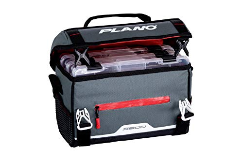 Plano Weekend Series 3600 Softsider Tackle Bag, Gray Fabric, Includes 2 3600 Stowaway Utility Tackle Boxes, Soft Fishing Tackle Storage Bag, Water-Resistant