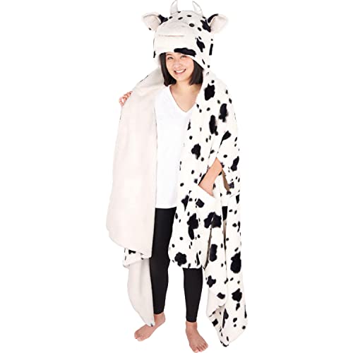 Cozy Critter Wrap Blanket for Adult|Cute Animal Designs |Super Soft and Warm| Oversized Blanket - Critter Wrap Cow