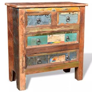 vidaxl solid reclaimed wood cabinet 4 drawers vintage sideboard storage unit