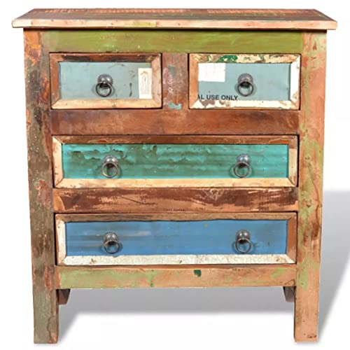 vidaXL Solid Reclaimed Wood Cabinet 4 Drawers Vintage Sideboard Storage Unit