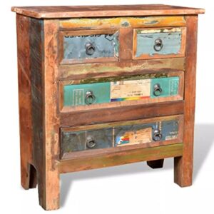 vidaXL Solid Reclaimed Wood Cabinet 4 Drawers Vintage Sideboard Storage Unit