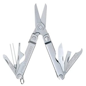 leatherman, micra keychain multitool with spring-action scissors and grooming tools, stainless steel, built in the usa, stainless