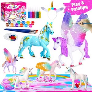 retruth kids toys for girls, unicorns gifts for girls age 4 5 6 7 8, easter basket stuffers, unicorn painting kit for kids, paint your own unicorn arts & crafts kits for kids age 4-8