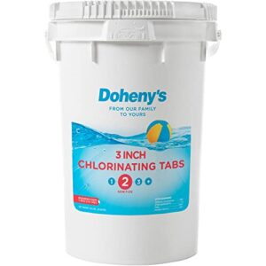 doheny’s 3 inch swimming pool chlorine tablets | pro-grade pool sanitizer | long lasting & slow dissolving | individually wrapped | 99% active ingredient, 90% stabilized chlorine | 50 lb bucket