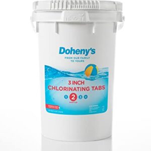 Doheny's 3 Inch Swimming Pool Chlorine Tablets | Pro-Grade Pool Sanitizer | Long Lasting & Slow Dissolving | Individually Wrapped | 99% Active Ingredient, 90% Stabilized Chlorine | 50 LB Bucket