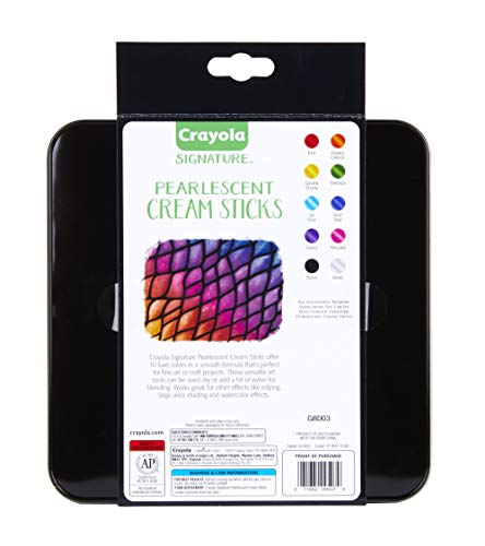 Crayola Pearlescent Cream Sticks & Case, Oil Pastel Alternative, Gift Set, 10 Count