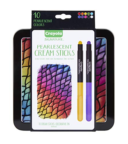 Crayola Pearlescent Cream Sticks & Case, Oil Pastel Alternative, Gift Set, 10 Count