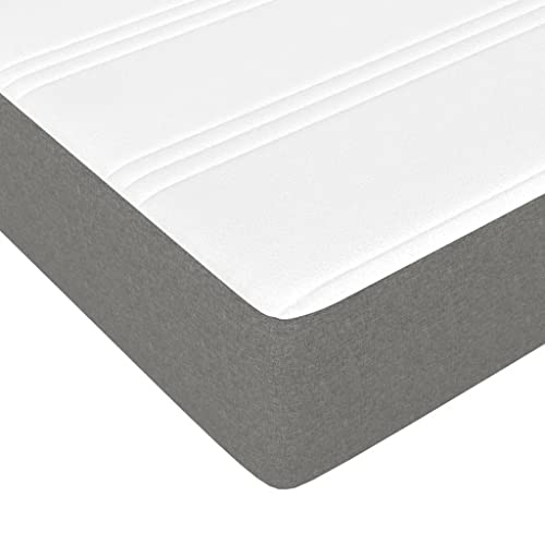 vidaXL Box Spring Bed with Mattress Home Bedroom Mattress Pad Single Bed Frame Base Foam Topper Furniture Dark Gray 39.4"x74.8" Twin Fabric