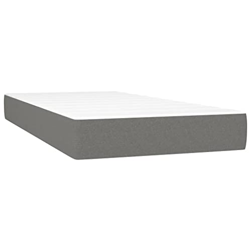 vidaXL Box Spring Bed with Mattress Home Bedroom Mattress Pad Single Bed Frame Base Foam Topper Furniture Dark Gray 39.4"x74.8" Twin Fabric