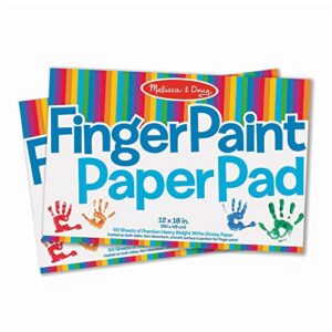 melissa & doug finger paint paper pad (12 x 18 inches) – 50 sheets, 2-pack – kids art supplies, fingerpaint paper for toddlers and kids