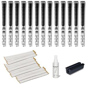 golf pride new decade multicompound (mcc) white – 13 pc golf grip kit (with tape, solvent, vise clamp)