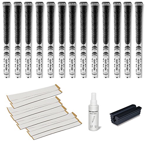 Golf Pride New Decade Multicompound (MCC) White - 13 pc Golf Grip Kit (with Tape, Solvent, Vise clamp)