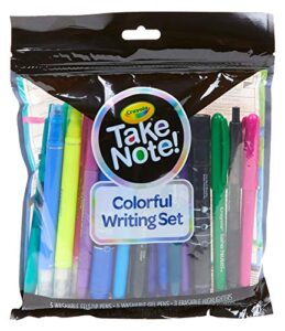 crayola take note colorful writing set, at home crafts for kids, bullet journal supplies, 19 pieces