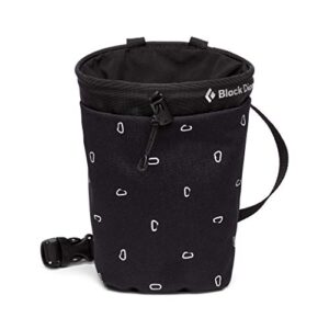 black diamond equipment – gym chalk bag – black carabiner print – medium/large