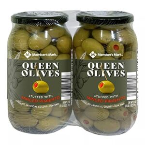 member’s mark queen olives stuffed with minced pimiento, 21 ounce (pack of 2)