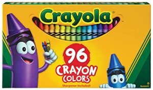 crayola classic color crayons in flip-top pack with sharpener, 96 colors, gift for kids