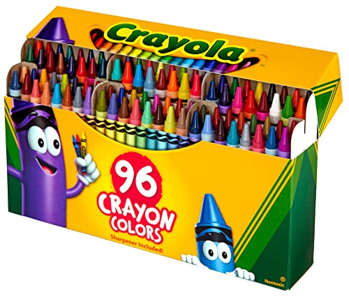 Crayola Classic Color Crayons in Flip-Top Pack with Sharpener, 96 Colors, Gift for Kids