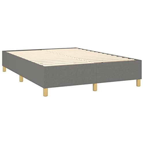 vidaXL Box Spring Bed Frame Home Indoor Bed Accessory Bedroom Upholstered Double Bed Base Furniture Dark Gray 59.8"x79.9" Queen Fabric