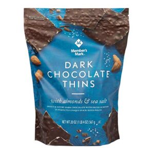 member’s mark dark chocolate thins with almonds & sea salt (20oz), 20 oz